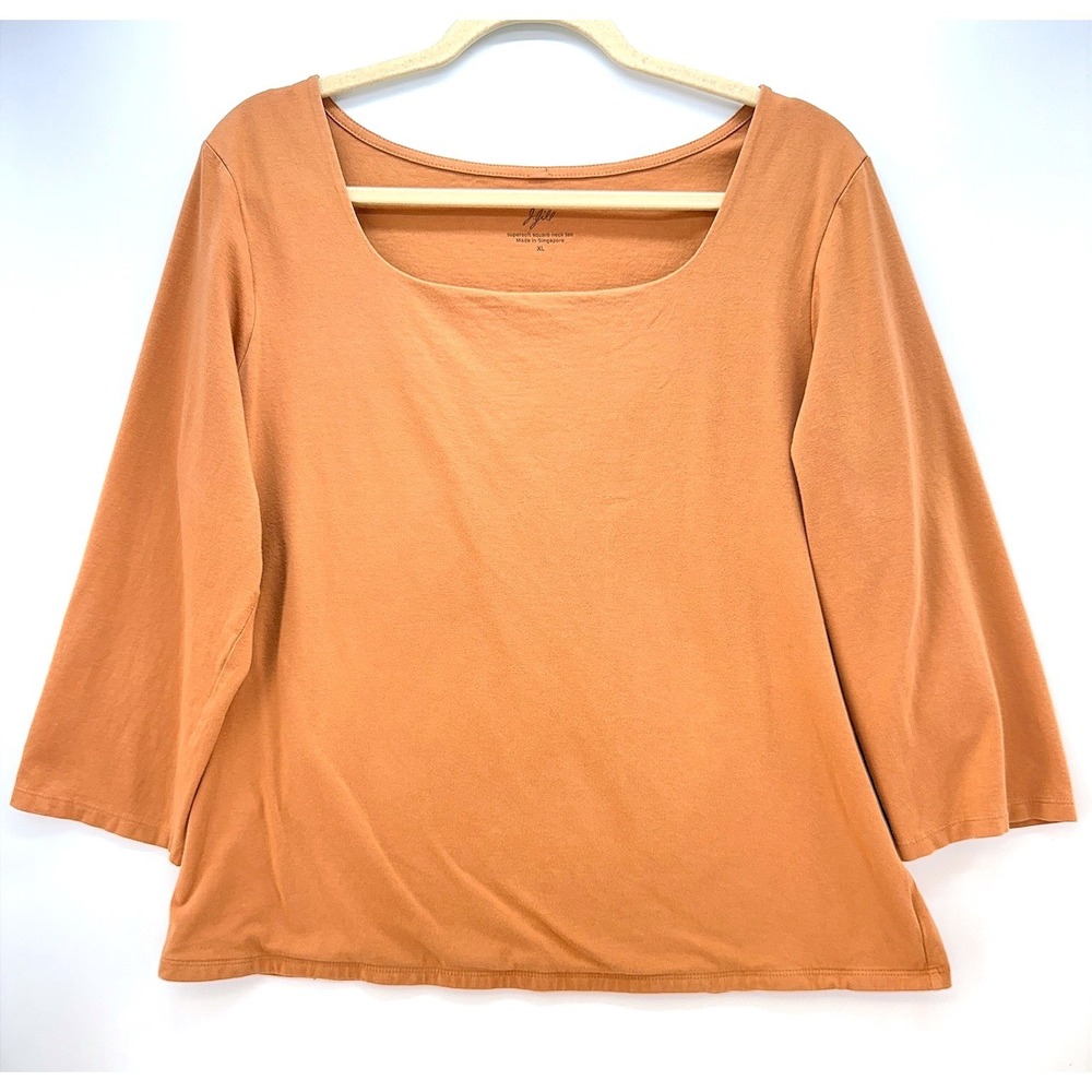 J Jill Supersoft Square Neck 3/4 Sleeve Top XL Minimalist Grannycore Cozy Chic